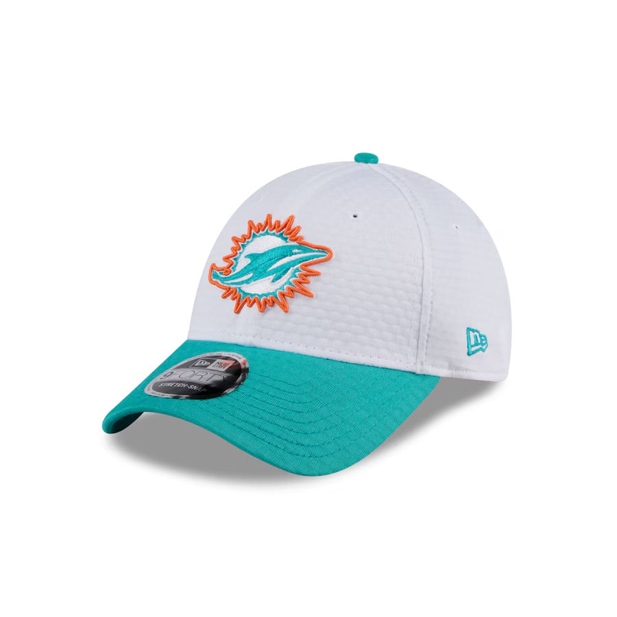 Miami Dolphins Kids Hat - Training Camp Collection 2-Tone 9Forty Kids NFL Stretch Snapback Cap - New Era